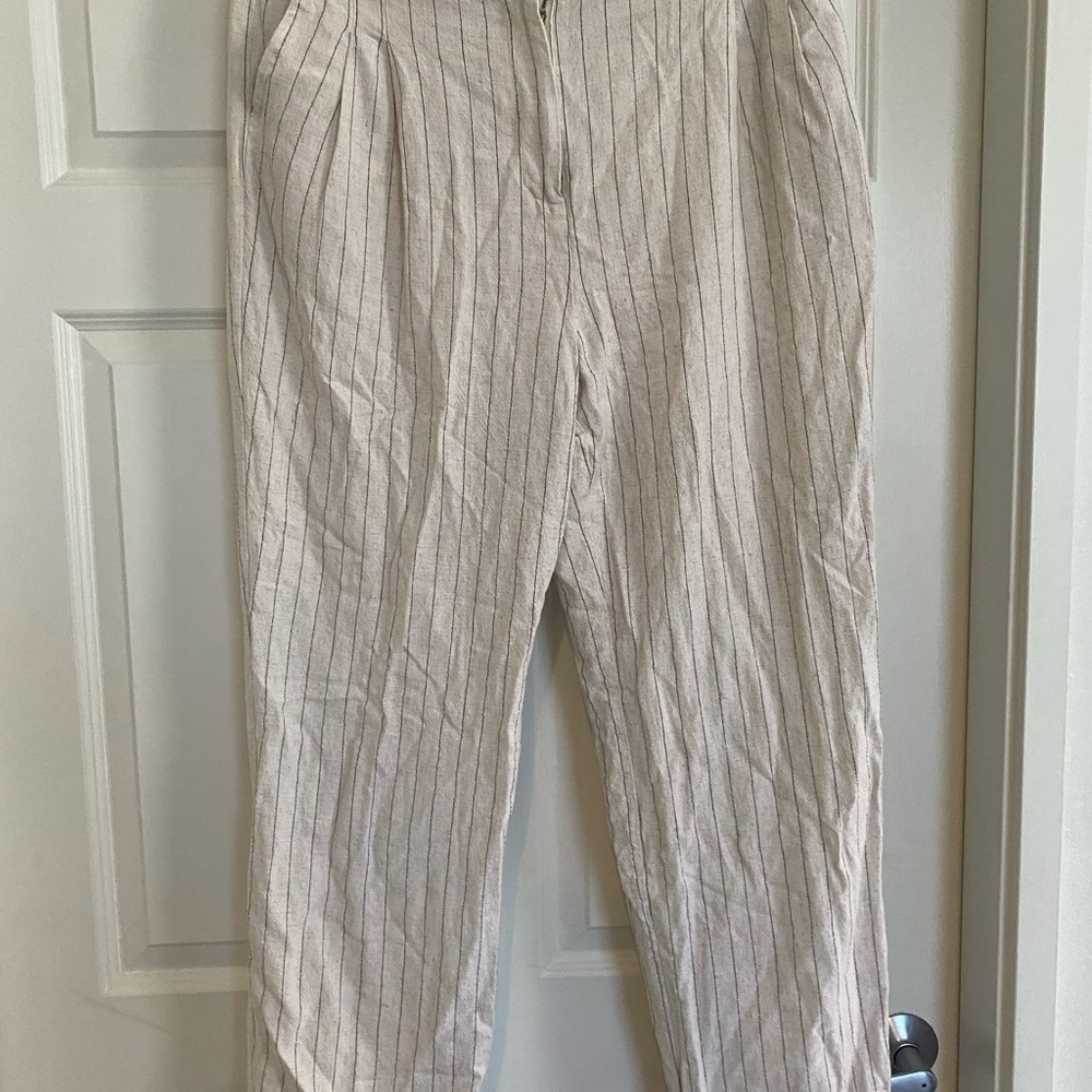 7 For All Mankind Beige Striped Chinos